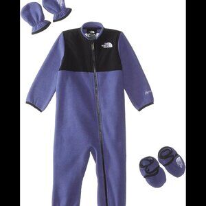 NWT  North Face Kids Denali One-Piece Set (Infant) BLUE plus mittens & booties